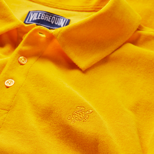 Polo en coton éponge organique homme uni Mangue vue de détail 1