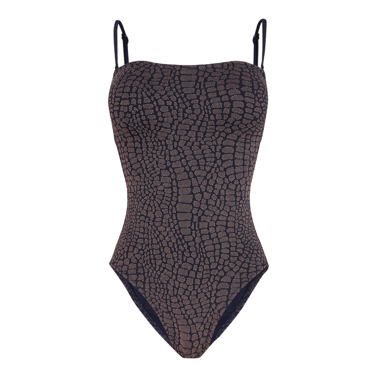 Women Shimmer Bustier One-piece Swimsuit Modore - Facette - Blue - Size L - Vilebrequin