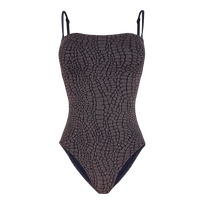 Women Shimmer Bustier One-Piece Swimsuit Modore Navy front view