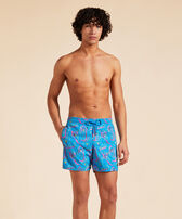 Men Swimwear Embroidered Camo Flowers - Limited Edition Hawaii blue 正面穿戴视图
