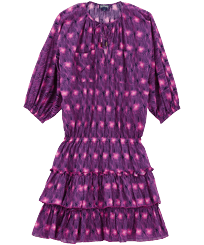 Robe courte à volants en coton femme Hypno Shell Bleu marine vue de face