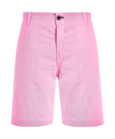 Seersucker Bermudashorts aus Baumwolle für Herren Rosa Vorderansicht