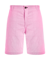 Men Cotton Bermuda Shorts Seersucker Pink front view