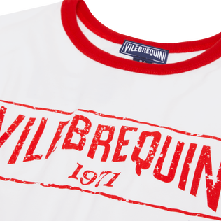 Boys Organic Cotton T-shirt Bicolor Logo Poppy red details view 1