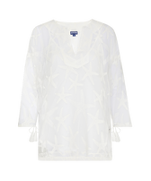 Camicia donna in seta tinta unita Off white vista frontale