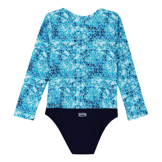 Flowers Tie & Dye Rashguard mit Reißverschluss für Mädchen Marineblau Rückansicht