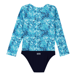T-shirt anti UV une pièce manches longues fille Flowers Tie & Dye Bleu marine vue de dos