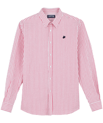 Striped Seersucker Hemd für Herren Candy pink Vorderansicht