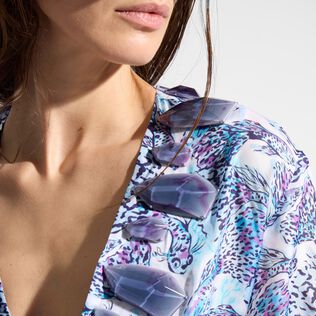 Women Silk Kaftan Isadora Fish White 细节视图2