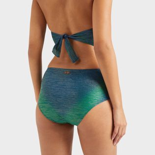 Women Low cut to tie One-piece Swimsuit Rainbow Disco green 细节视图2