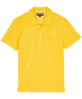 Polo en coton éponge organique homme uni Soleil vue de face