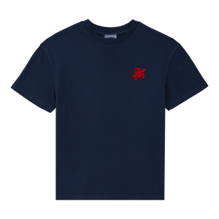 Solid T-Shirt aus Bio-Baumwolle für Jungen Marineblau Vorderansicht