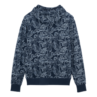 Sudadera con capucha y cremallera con estampado Poulpes Bicolores para hombre Azul marino vista trasera