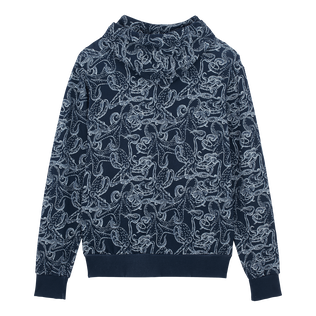 Poulpes Bicolores Kapuzen-Sweatshirt mit durchgängigem Reißverschluss für Herren Marineblau Rückansicht