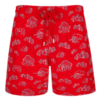 男士 Hermit Crabs 刺绣游泳短裤 - 限量版 Poppy red 正面图