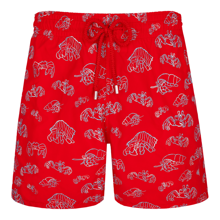 Men Swim Shorts Embroidered Hermit Crabs - Swimming Trunk - Mistral - Red