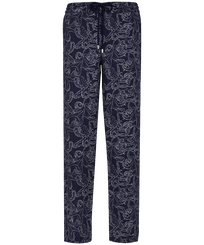 Pantalon en lin imprimé Poulpes Bicolores Bleu marine vue de face