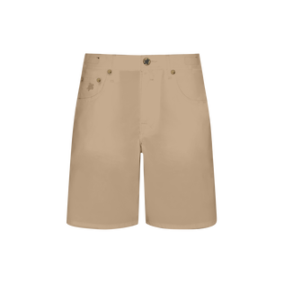 Men Cotton Bermuda Shorts Solid Sand front view