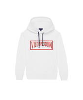 Sweat à capuche en coton organique garçon logo Blanc vue de face