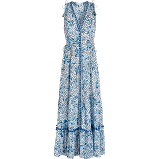 Vestito lungo donna Iris Lace - Vilebrequin x Poupette St Barth Azzurro vista frontale