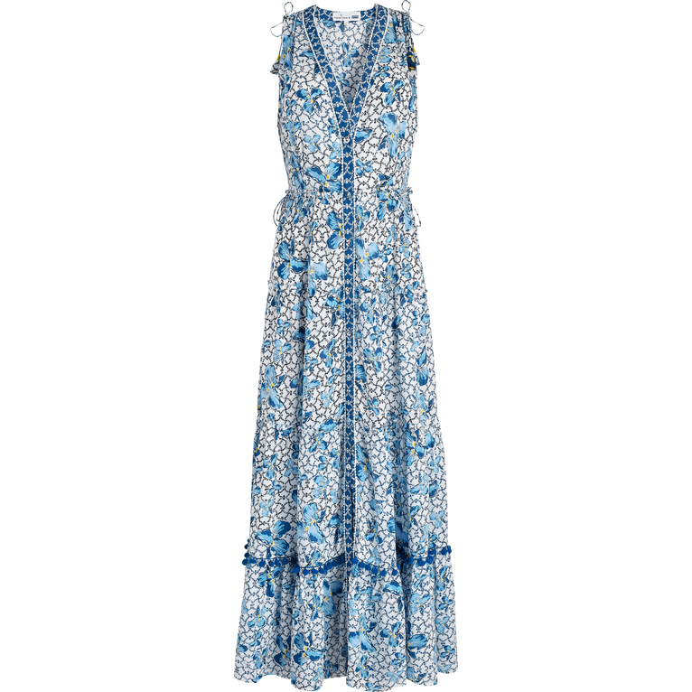Women Maxi Dress Iris Lace- Vilebrequin X Poupette St Barth - Ivy - Blue