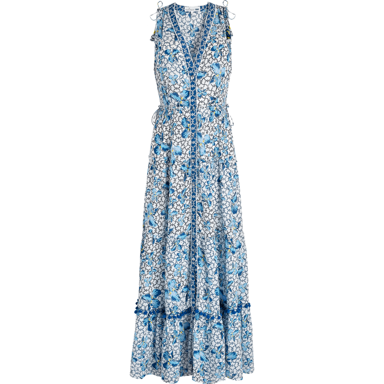 Robe Longue Femme Iris Lace- Vilebrequin X Poupette St Barth - Ivy - Bleu