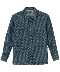 Veste en jean imprimé homme Micro Turtles Corrosion Dark denim w1 vue de face
