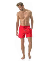Men Swimwear Solid Poppy red front worn view