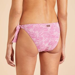 Braguita de bikini con tiras de atado lateral y estampado floral de jacquard para mujer Marshmallow detalles vista 2