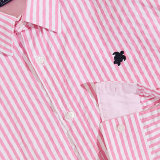 男士 Seersucker 条纹衬衫 Candy pink 细节视图2