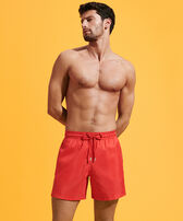 Men Swim Trunks Ultra-light and packable Solid Poppy red front worn view