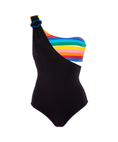 Women asymmetrical one piece swimsuit Rainbow bandeau - Vilebrequin x JCC+ - Limited Edition Multicolor front view