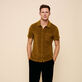 Camicia bowling unisex in spugna tinta unita Corteccia vista frontale indossata