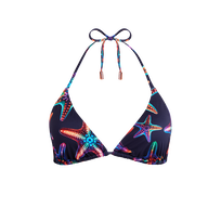 Women Triangle Bikini Top Disco Stars Navy front view