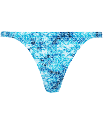 Braguita de bikini de corte tanga con estampado Flowers Tie & Dye para mujer Azul marino vista frontal