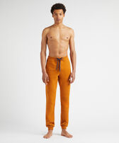 Men Jogger Cotton Pants Solid Caramel front worn view