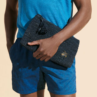 Raffia Unisex Beach Pouch Navy details view 1