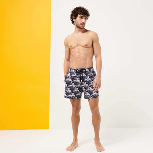Men Swim Shorts Embroidered Waves - Limited Edition Sapphire front worn view