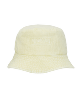 Unisex Linen Bucket Hat Mineral Dye Lemongrass front view