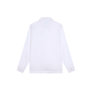 Men Linen Solid Overshirt White back view