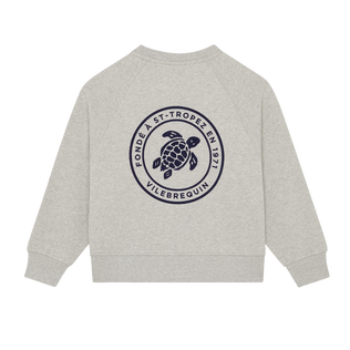 Sweat en coton col rond garçon uni Gris chine vue de dos