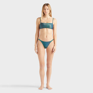 Women Tanga Bikini Bottom Rainbow Disco green 正面穿戴视图