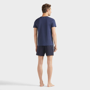 Camiseta de algodón orgánico con estampado Dad and Son para hombre Azul marino vista trasera desgastada