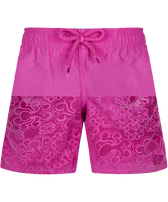 Boys Swim Trunks Water-reactive Poulpes Crimson purple front view