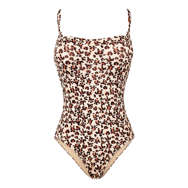 Women Bustier One-piece Swimsuit Turtles Leopard - Facette - Yellow - Size M - Vilebrequin