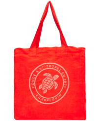 Tote bag en lin imprimé Tortue Coquelicot vue de face