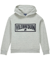 Boys Embroidered Hoodie Sweatshirt Logo 3D Heather grey front view