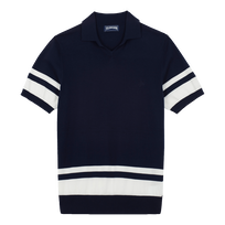 Zweifarbiges Poloshirt aus Baumwolle für Herren Marineblau Vorderansicht