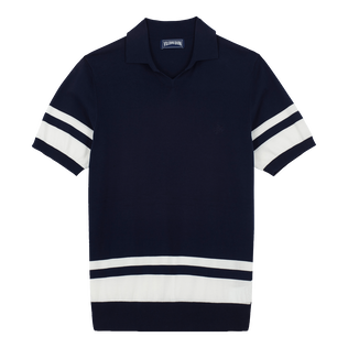 Zweifarbiges Poloshirt aus Baumwolle für Herren Marineblau Vorderansicht