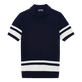 Men Cotton Bicolor Polo Navy front view